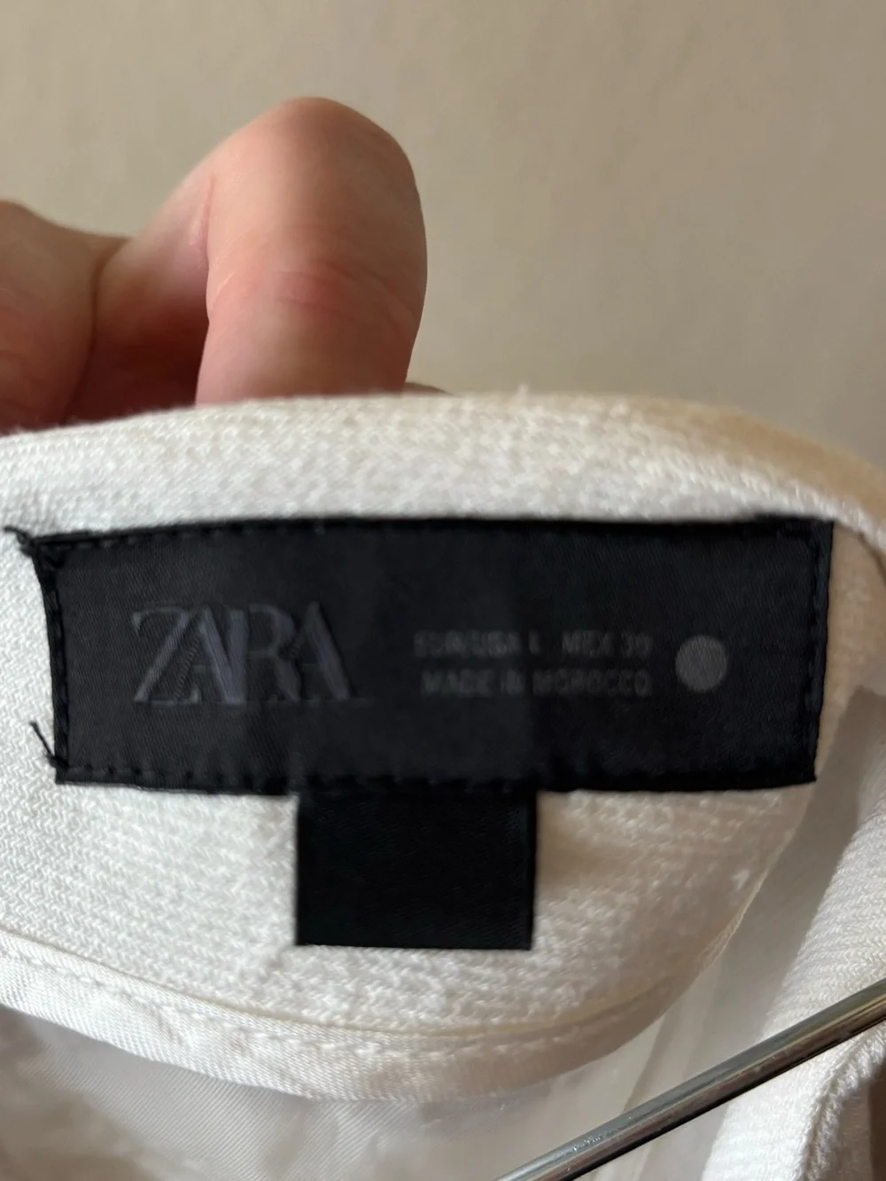 ZARA ZW COLLECTION ECRU WIDE LEG LINEN/VISCOSE TROUSERS, PANTS - L